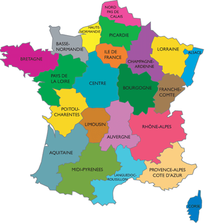 france regions map