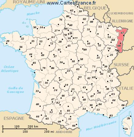 departments of france map. MAP OF THE ALSACE