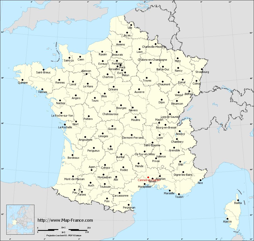 Administrative France Map Departements Cannes Et Clairan 