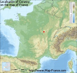 Localization of Corancy on the map of France