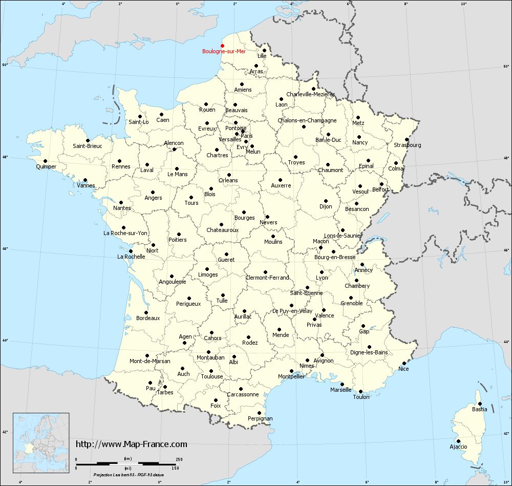 Administrative France Map Departements Boulogne Sur Mer 