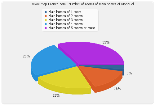 Number of rooms of main homes of Montluel
