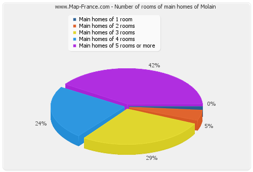 Number of rooms of main homes of Molain