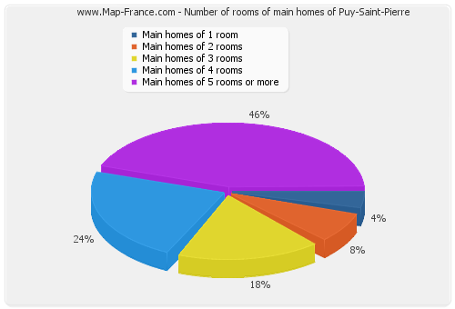 Number of rooms of main homes of Puy-Saint-Pierre