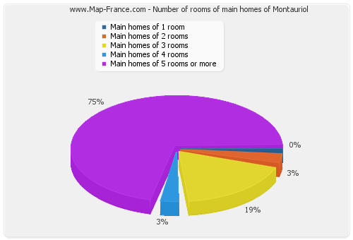 Number of rooms of main homes of Montauriol