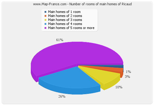 Number of rooms of main homes of Ricaud