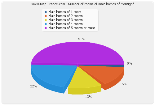 Number of rooms of main homes of Montigné