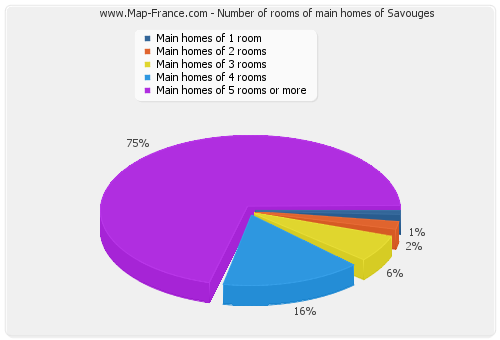 Number of rooms of main homes of Savouges