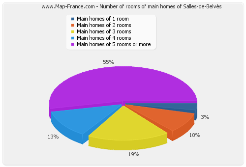 Number of rooms of main homes of Salles-de-Belvès