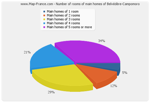 Number of rooms of main homes of Belvédère-Campomoro