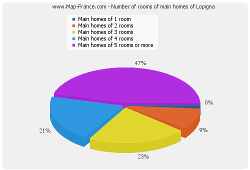 Number of rooms of main homes of Lopigna