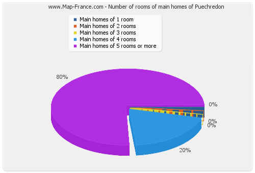 Number of rooms of main homes of Puechredon
