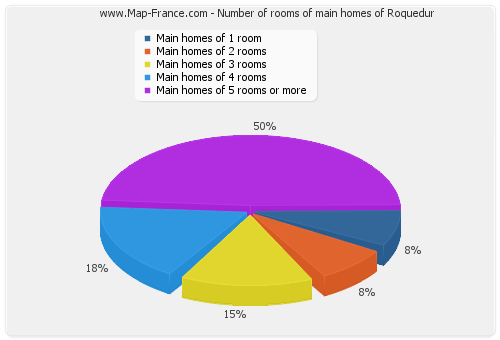 Number of rooms of main homes of Roquedur