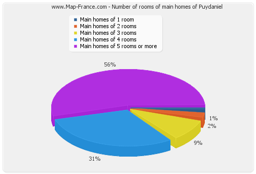 Number of rooms of main homes of Puydaniel