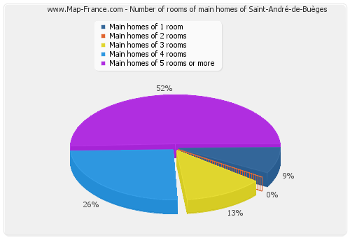 Number of rooms of main homes of Saint-André-de-Buèges