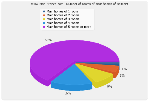 Number of rooms of main homes of Belmont