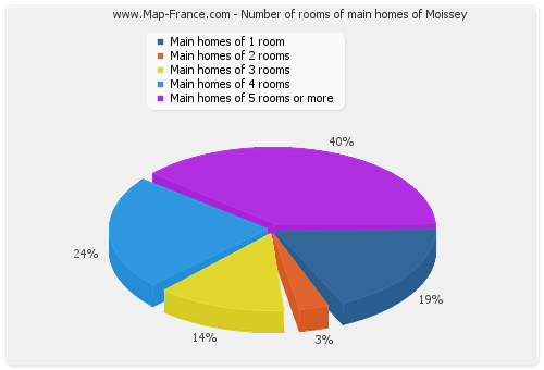 Number of rooms of main homes of Moissey