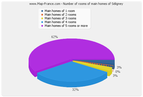 Number of rooms of main homes of Séligney