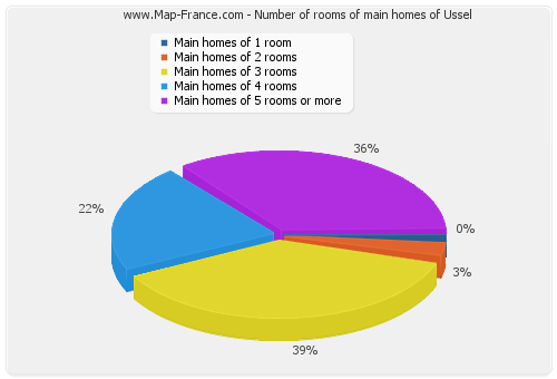 Number of rooms of main homes of Ussel