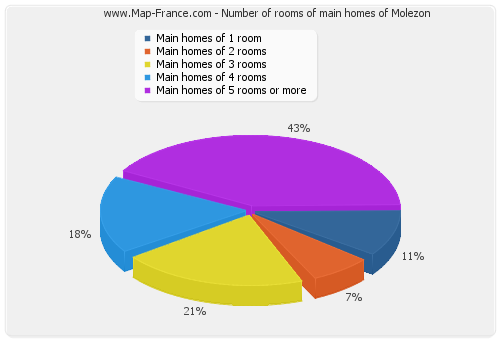 Number of rooms of main homes of Molezon