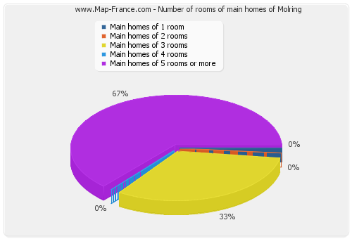 Number of rooms of main homes of Molring