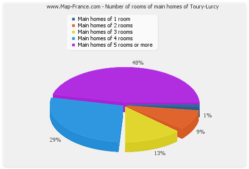 Number of rooms of main homes of Toury-Lurcy
