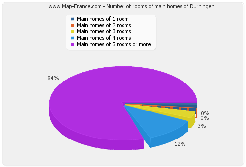 Number of rooms of main homes of Durningen