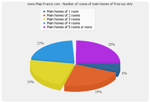 Number of rooms of main homes of Praz-sur-Arly