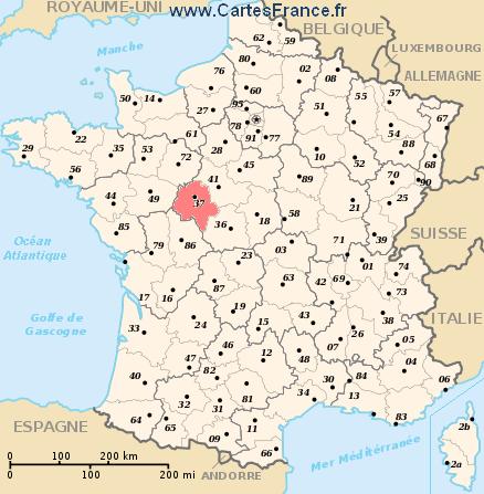 map department Indre-et-Loire