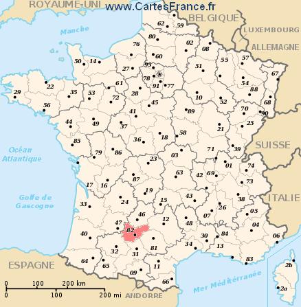 map department Tarn-et-Garonne