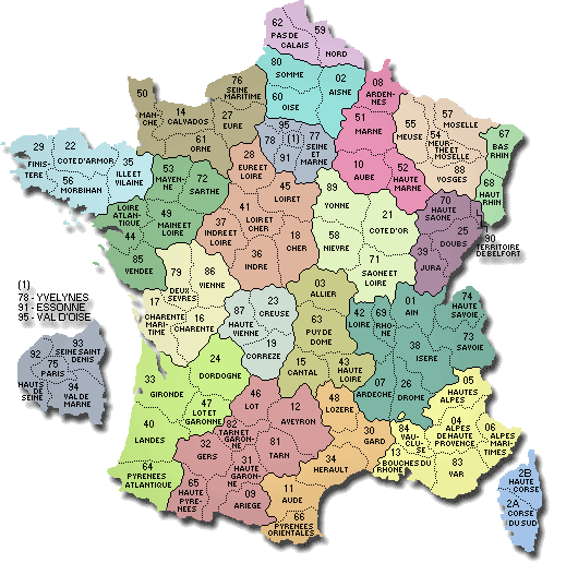 Map of french departments