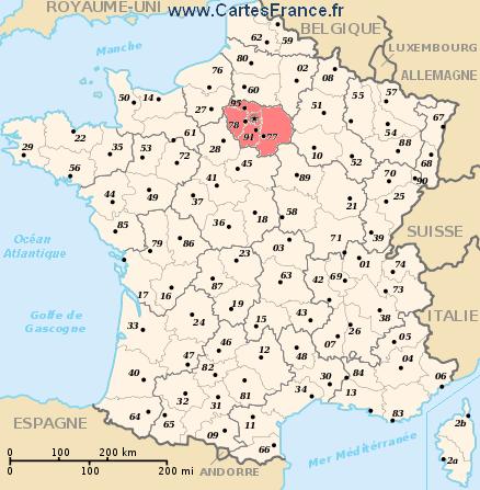 map region Île-de-France