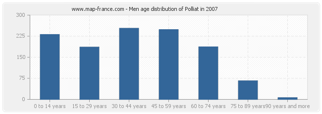 Men age distribution of Polliat in 2007