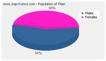 Sex distribution of population of Filain in 2007