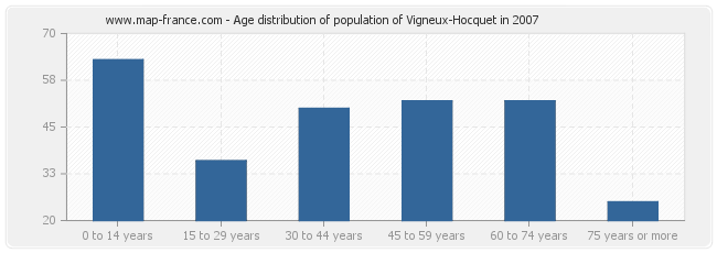 Age distribution of population of Vigneux-Hocquet in 2007