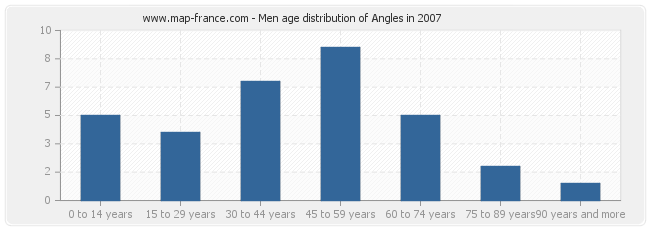 Men age distribution of Angles in 2007