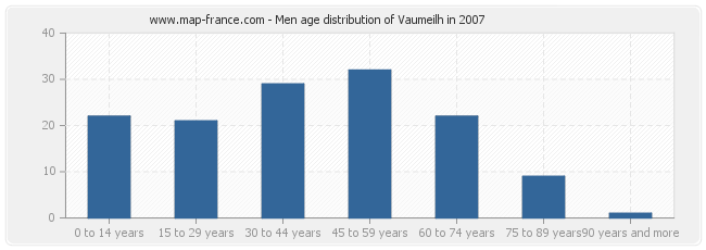 Men age distribution of Vaumeilh in 2007