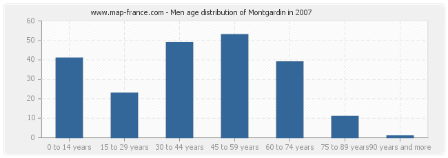 Men age distribution of Montgardin in 2007