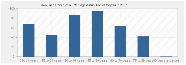 Men age distribution of Meyras in 2007