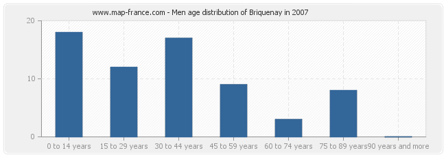 Men age distribution of Briquenay in 2007