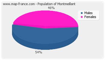 Sex distribution of population of Montmeillant in 2007
