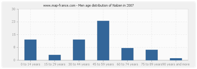 Men age distribution of Nalzen in 2007