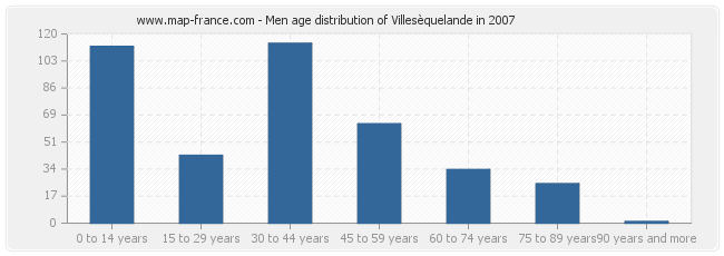 Men age distribution of Villesèquelande in 2007