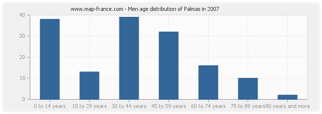 Men age distribution of Palmas in 2007