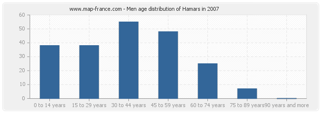 Men age distribution of Hamars in 2007