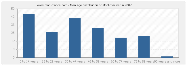 Men age distribution of Montchauvet in 2007