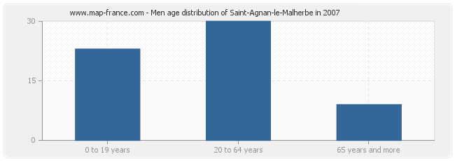 Men age distribution of Saint-Agnan-le-Malherbe in 2007