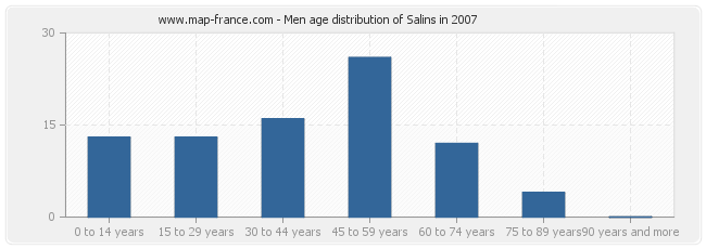 Men age distribution of Salins in 2007