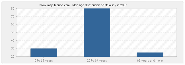 Men age distribution of Meloisey in 2007