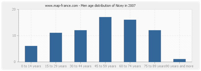 Men age distribution of Nicey in 2007